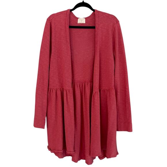 Anthropologie t.la Size XL Beira Pink Woven Peplum Cardigan Sweater - Picture 1 of 7